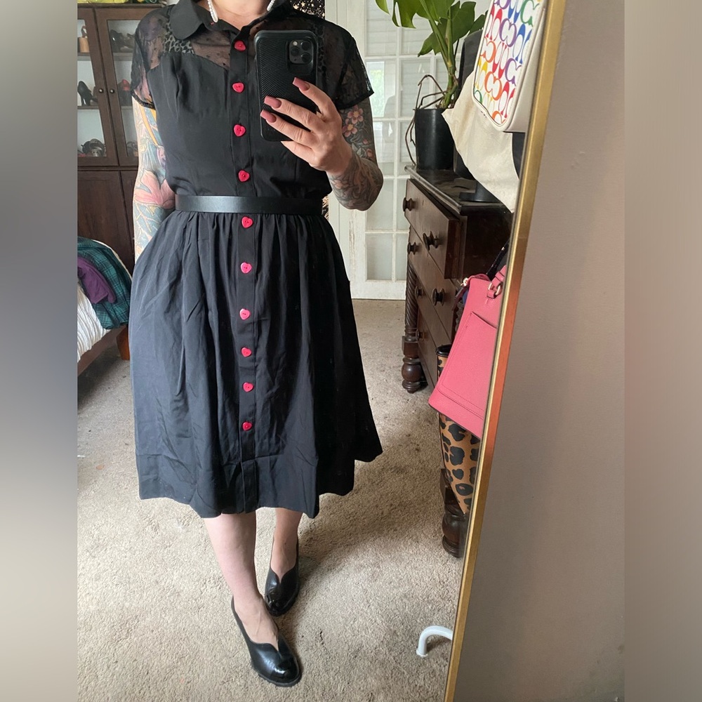 Belle Poque Heart Button Dress w Pockets